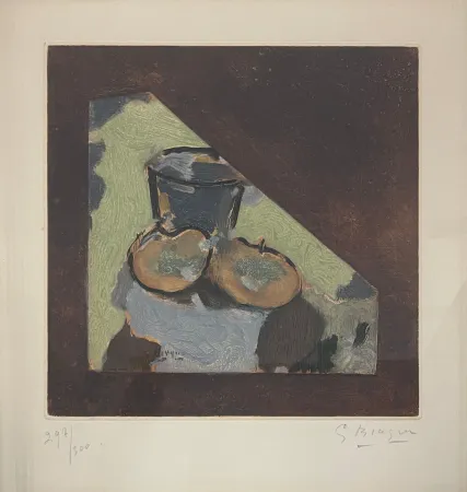 Ets En Aquatint Braque - Nature Morte Oblique