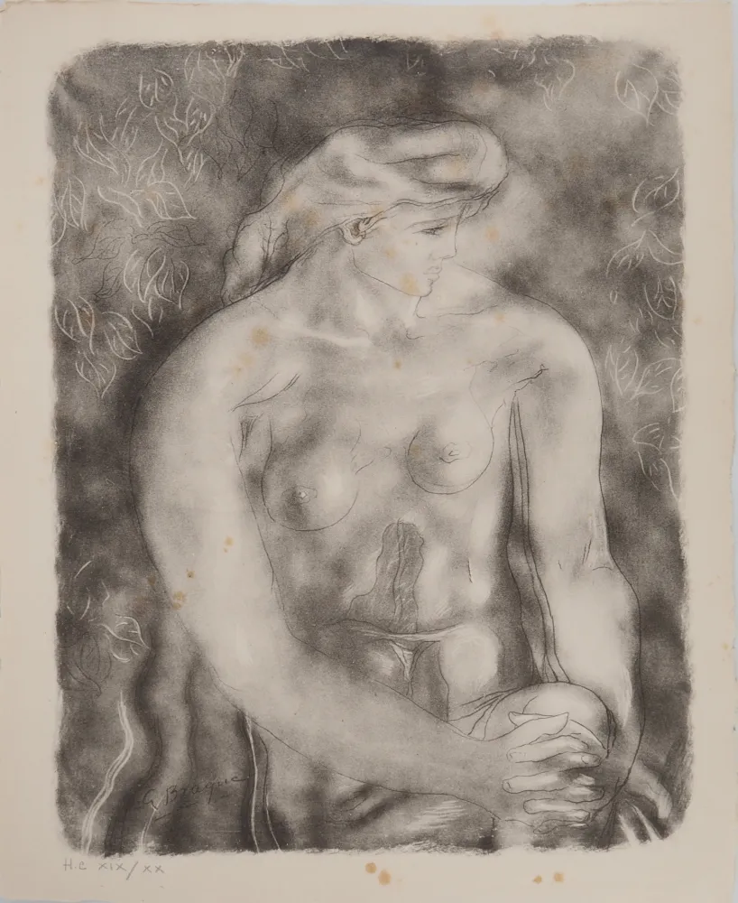 Lithografie Braque - Nu aux feuilles