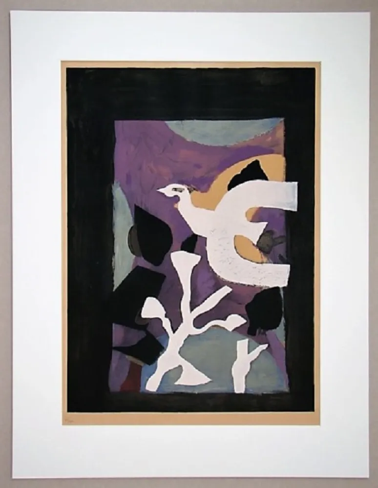 Lithografie Braque - Oiseau et Lotus