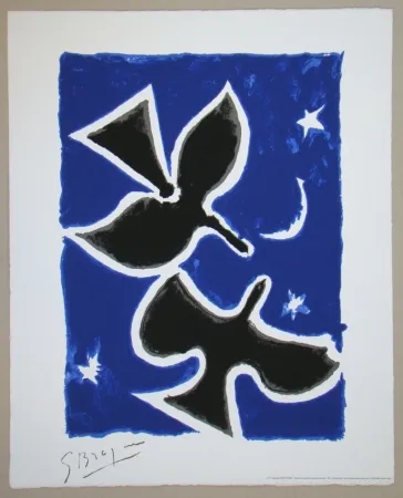 Zeefdruk Braque - Oiseaux noirs