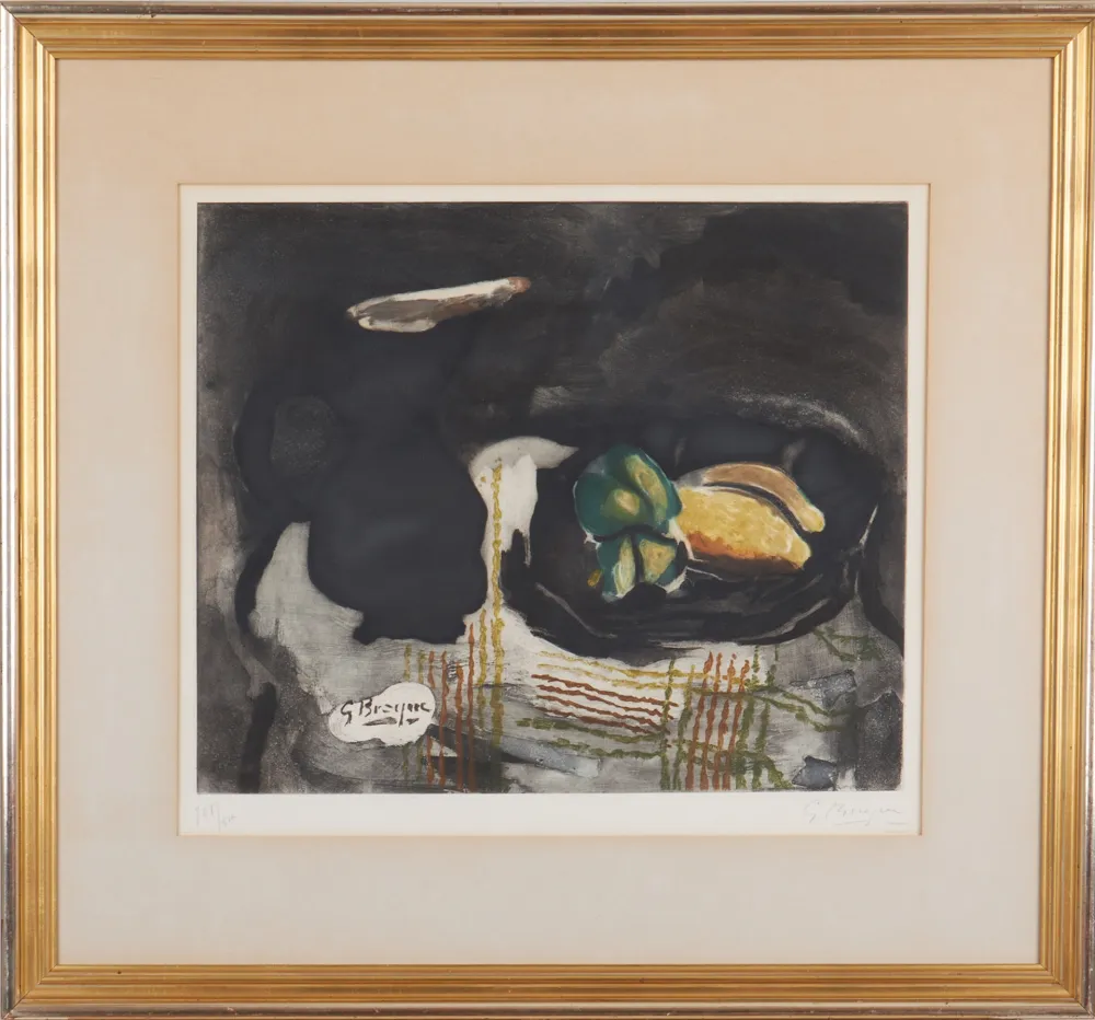 Ets En Aquatint Braque - Pichet noir et citrons 