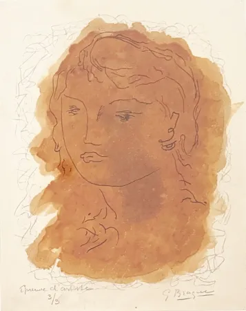 Lithografie Braque - Tête de jeune fille