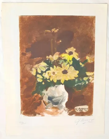 Ets Braque - Vase de fleurs jaunes 