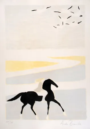 Lithografie Brasilier - Cavalière sur la Plage - Rider on the Beach