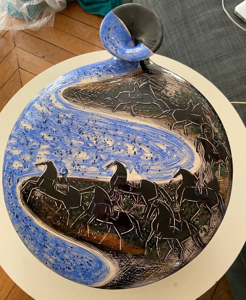 Keramiek Brasilier - Cavaliers au bord de mer