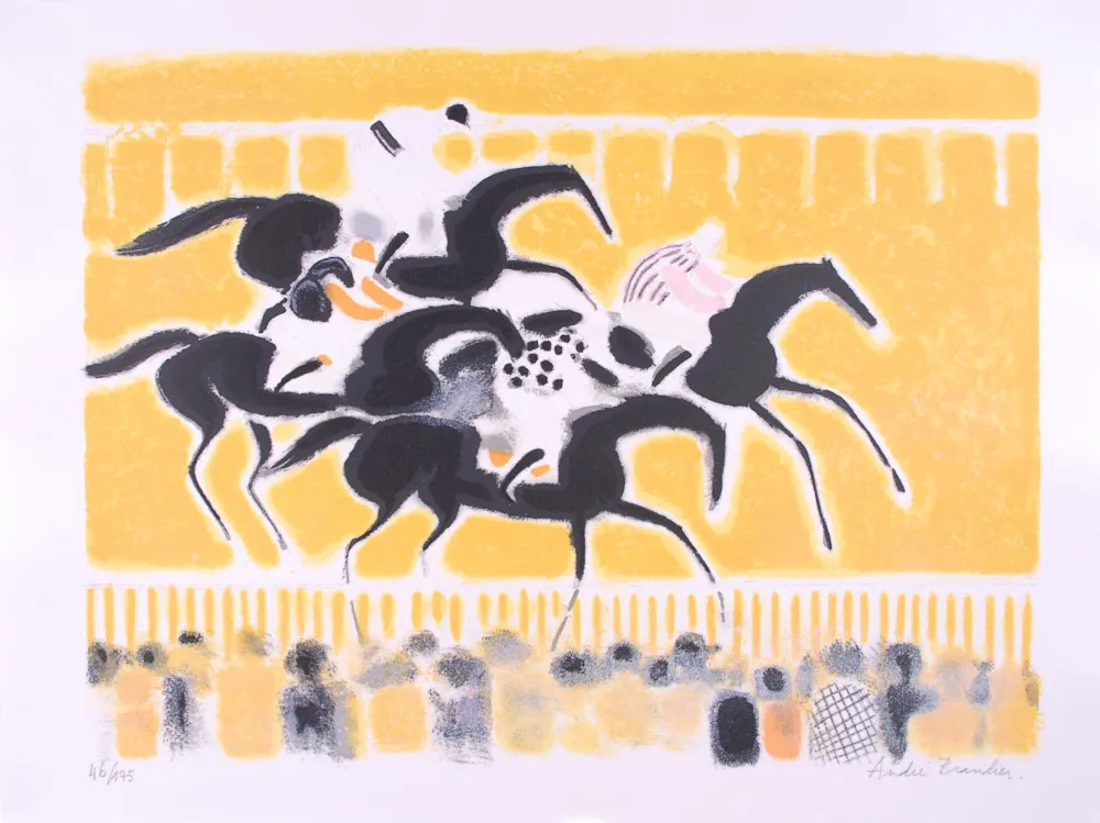 Lithografie Brasilier - Courses à Auteuil - Racing at Auteuil