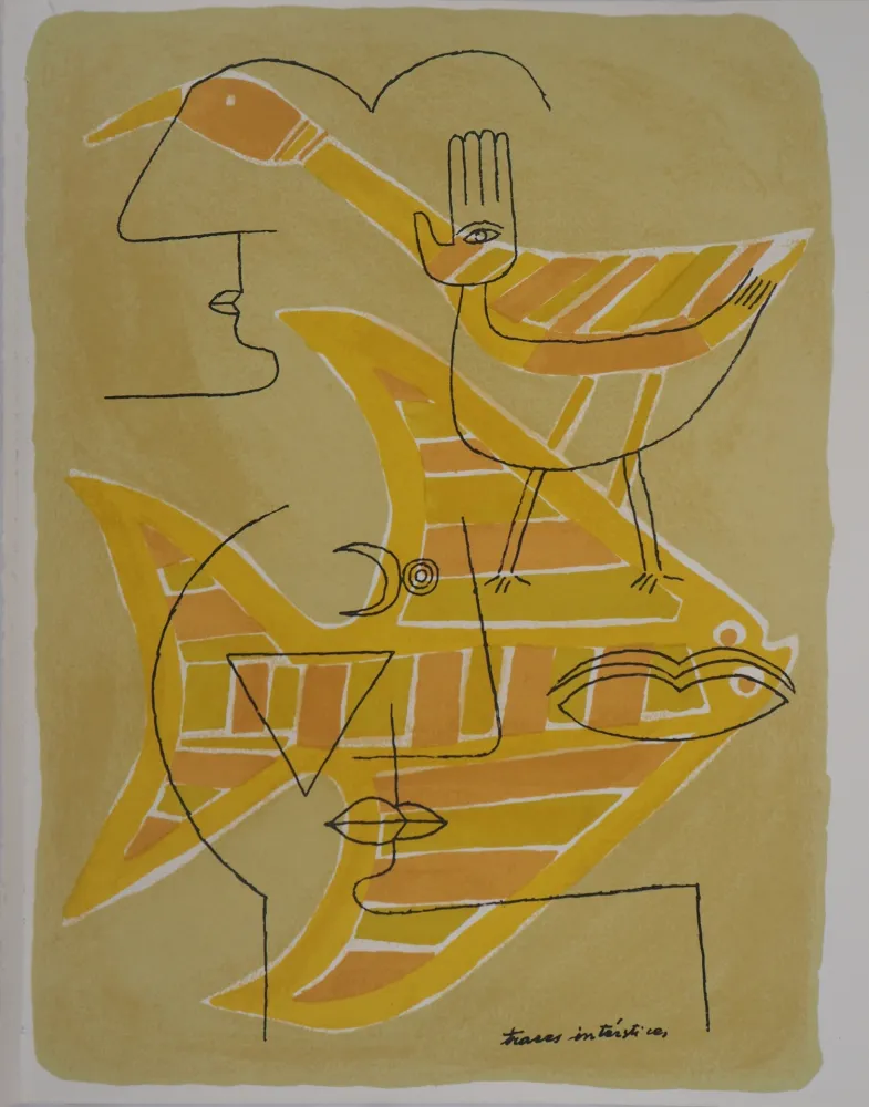 Lithografie Brauner - Portrait surréaliste (Traces interstices)