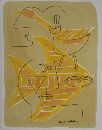 Lithografie Brauner - Portrait surréaliste (Traces interstices)