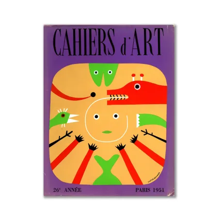 Lithografie Brauner - Revue Cahiers d'Art, Cover Original Lithograph by Victor Brauner, Illustr. Picasso, Giacometti, Miro...
