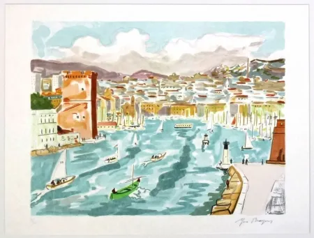 Lithografie Brayer - La passe du vieux port
