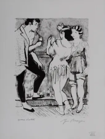 Lithografie Brayer - Le bar des artistes #VIII, 1949 - Hand-signed