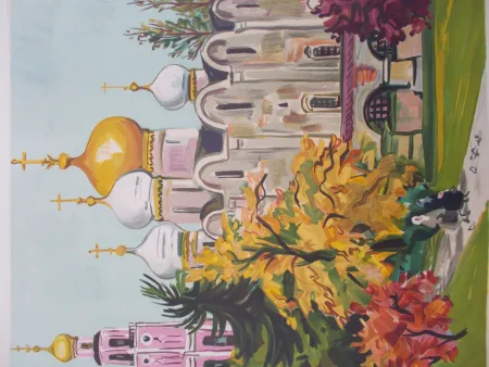 Lithografie Brayer - Les jardins du Kremlin