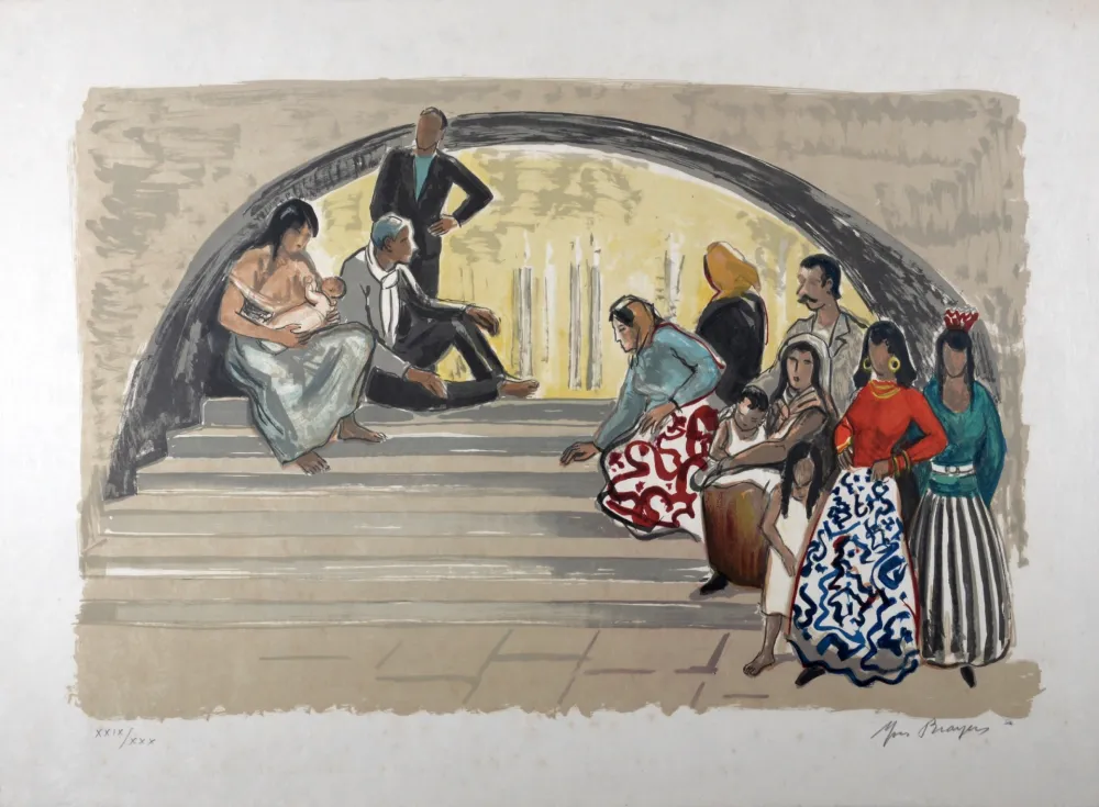 Lithografie Brayer - Les Saintes-Maries de la mer (#5) - Hand-signed