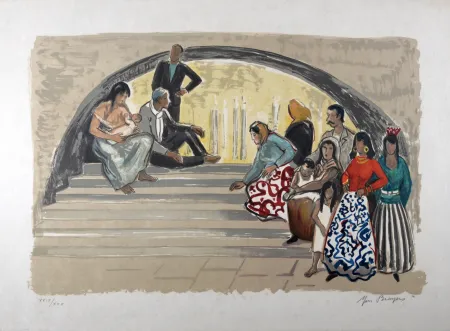 Lithografie Brayer - Les Saintes-Maries de la mer (#5) - Hand-signed