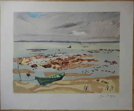 Lithografie Brayer - Plage en Bretagne
