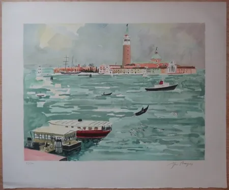 Lithografie Brayer - Venise vue de la mer