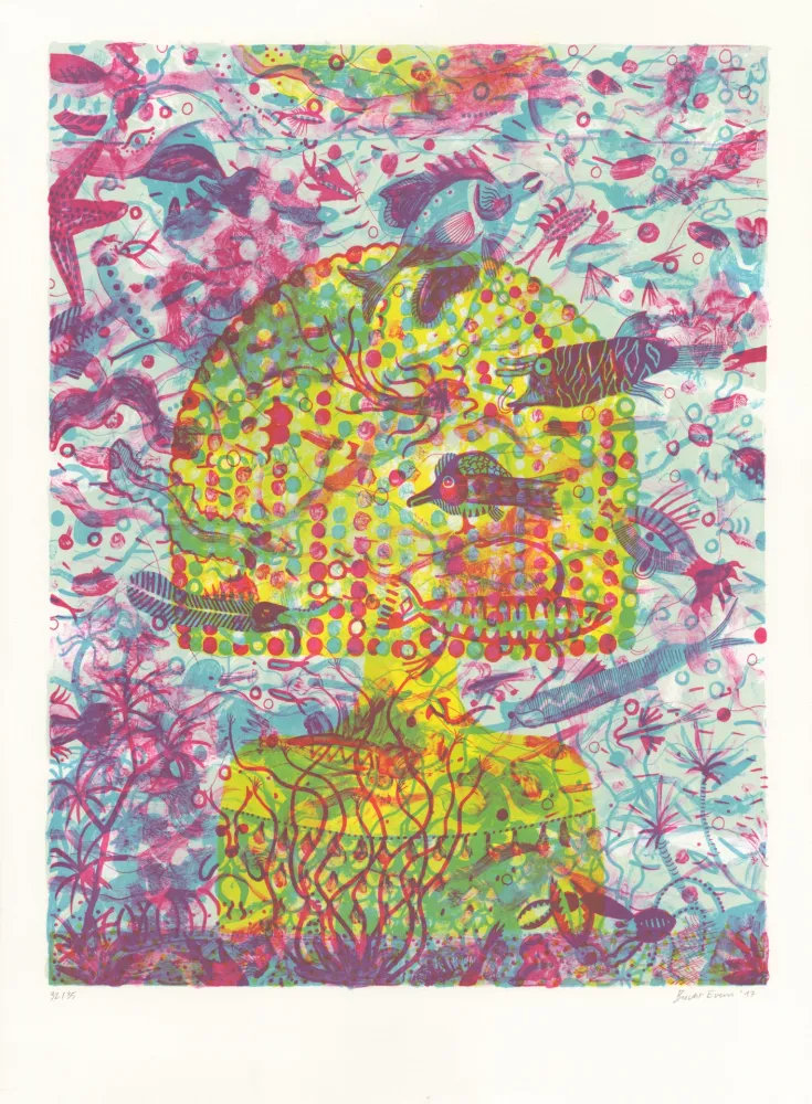 Lithografie Brecht Evens - Femme Aquarium