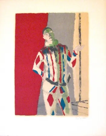 Lithografie Brianchon - L' arlequin, from Souvenirs de Portraits d'Artistes - Jacques Prévert: Le coeur à l'ouvrage