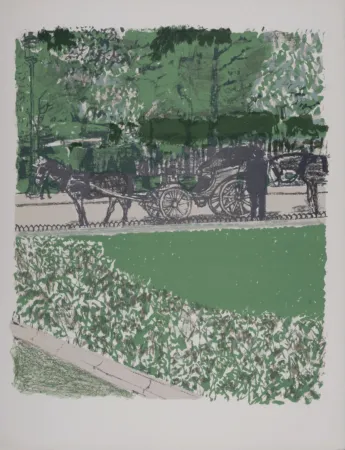 Lithografie Brianchon - La Calèche dans le parc, 1962
