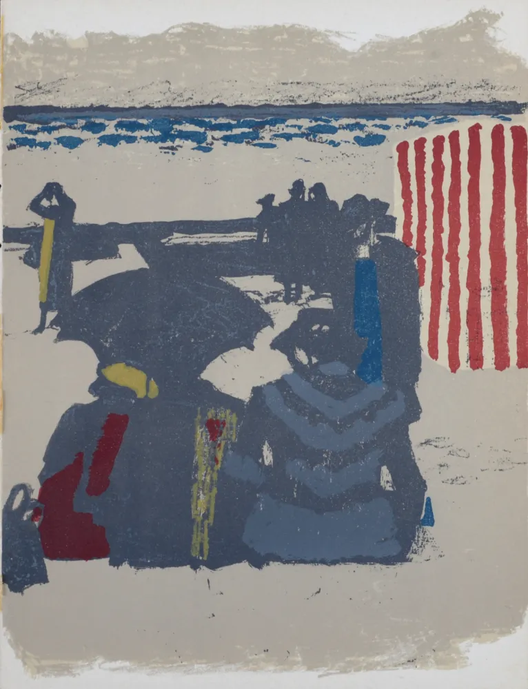 Lithografie Brianchon - Saint-Jean-de-Luz : La plage, 1964