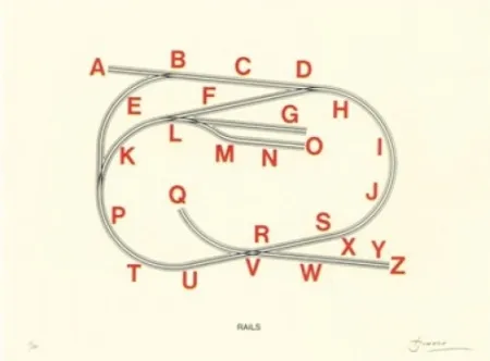 Lithografie Brossa - Rails