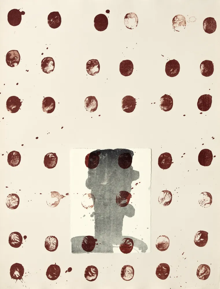 Lithografie Brown - Red spots II