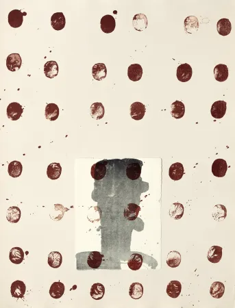 Lithografie Brown - Red spots II