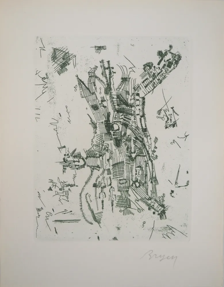 Gravure Bryen - Maison surréaliste