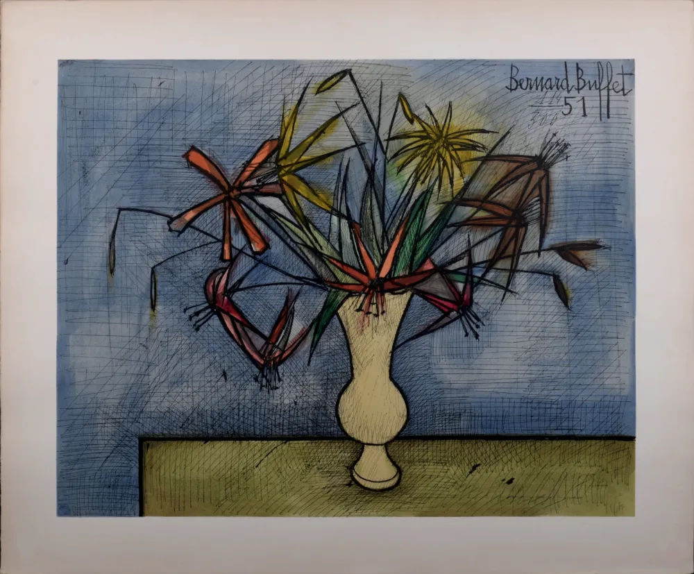 Lithografie Buffet - Bouquet de Fleurs, 1960 -  Hand-numbered!