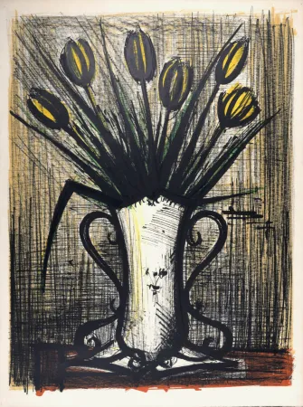 Lithografie Buffet - Bouquet de tulipes jaunes