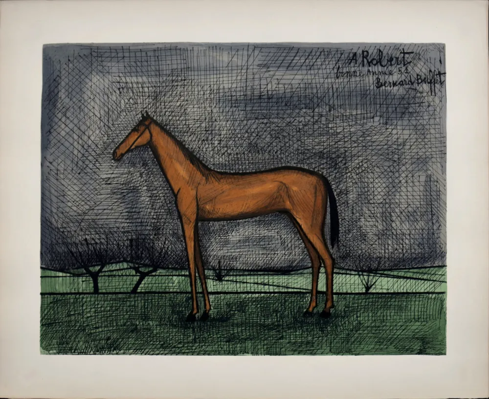 Lithografie Buffet - Cheval de course, 1960 - Hand-numbered!