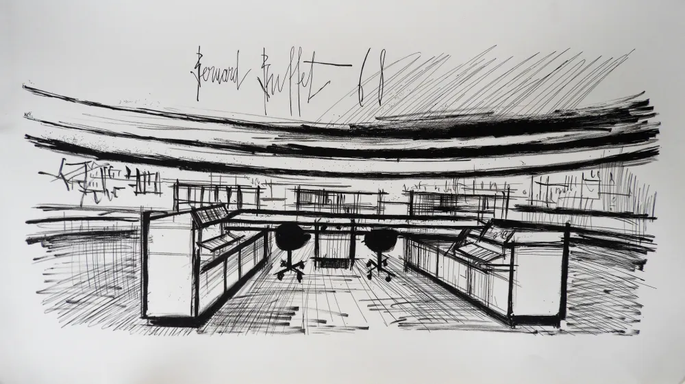 Lithografie Buffet - Control Room, Siemens,