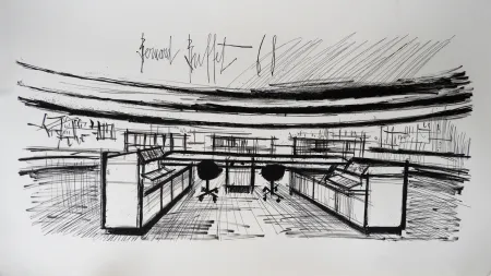 Lithografie Buffet - Control Room, Siemens,