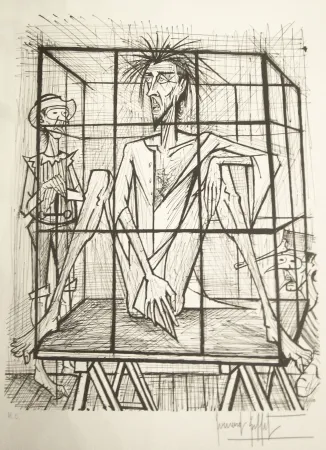 Lithografie Buffet - Don Quichotte en cage