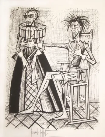 Lithografie Buffet - Don Quichotte et la duègne barbue