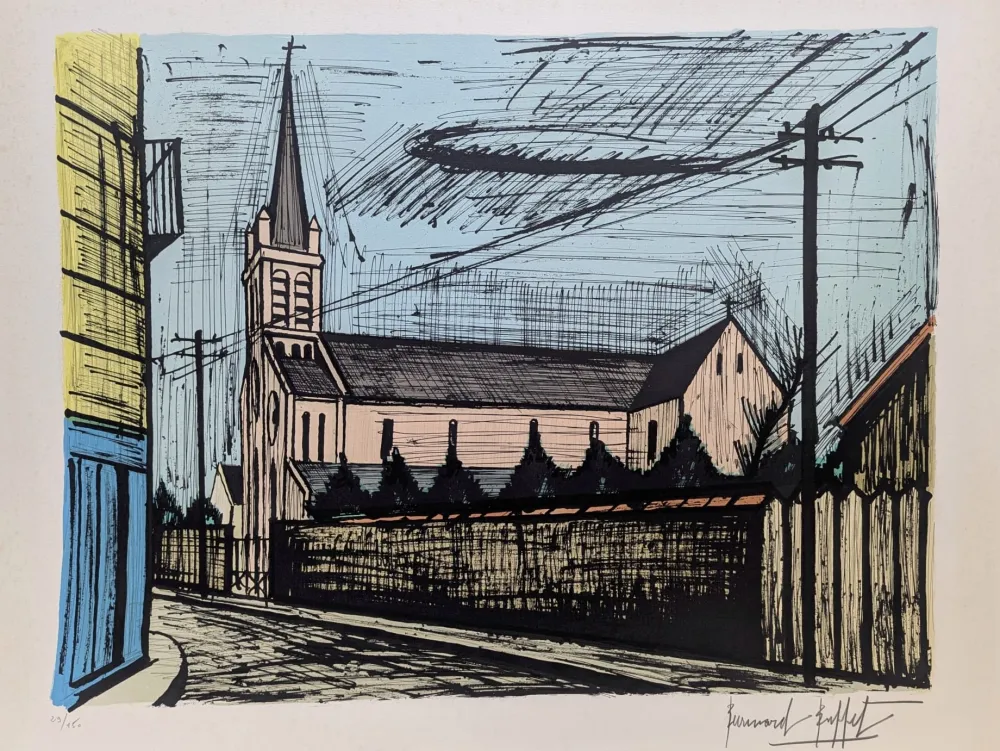 Lithografie Buffet - Église d'Alfortville 