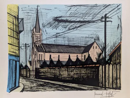 Lithografie Buffet - Église d'Alfortville 
