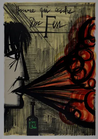 Lithografie Buffet - Homme qui crache du feu, 1968