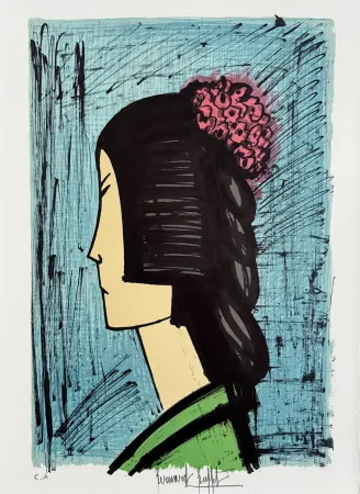 Lithografie Buffet - Japonaise à la coiffure fleurie