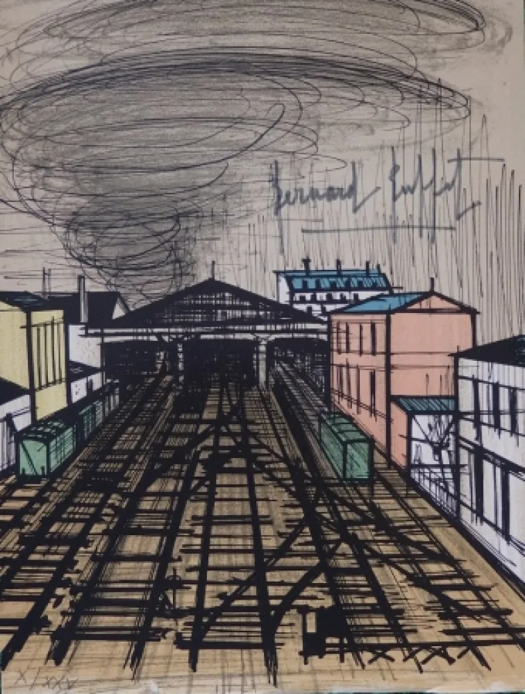 Lithografie Buffet - La gare Saint Lazare