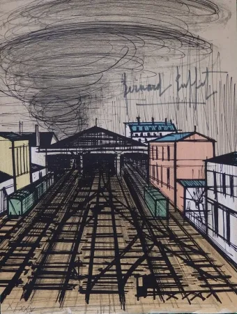 Lithografie Buffet - La gare Saint Lazare