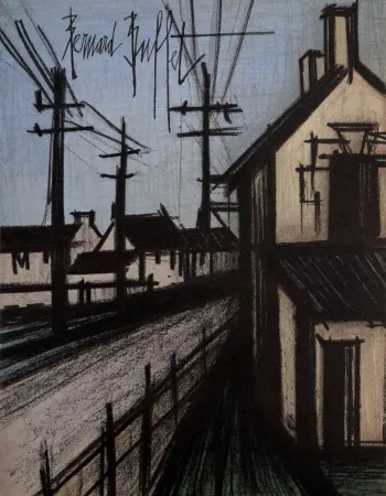 Lithografie Buffet - La Route du village, 1967.