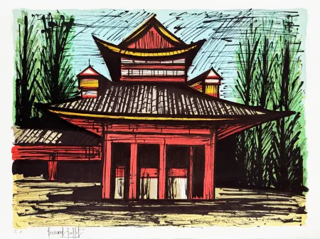 Lithografie Buffet - Le petit temple