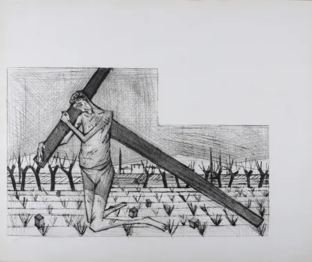 Ets En Aquatint Buffet - Le Portement de Croix, La Passion du Christ