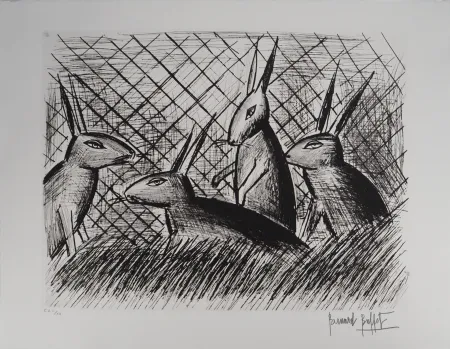 Gravure Buffet - Les lapins
