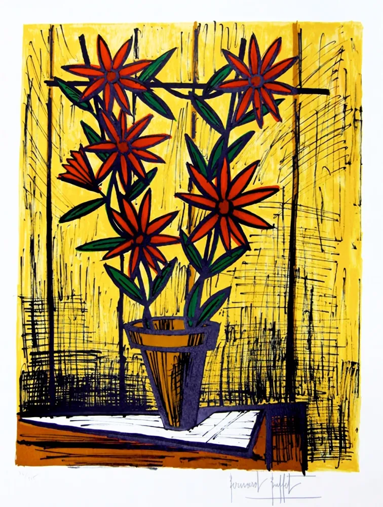 Lithografie Buffet -  Les Marguerites Rouges 1983 