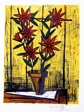 Lithografie Buffet -  Les Marguerites Rouges 1983 