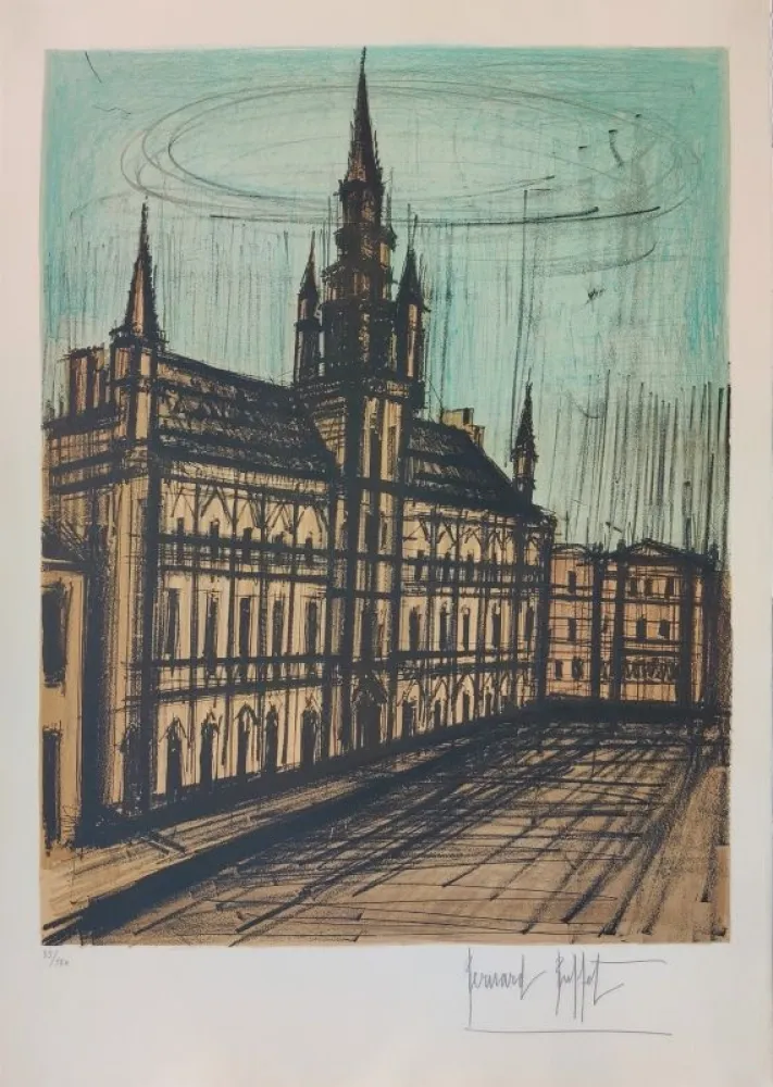 Lithografie Buffet - L’Hôtel de ville de Bruxelles 