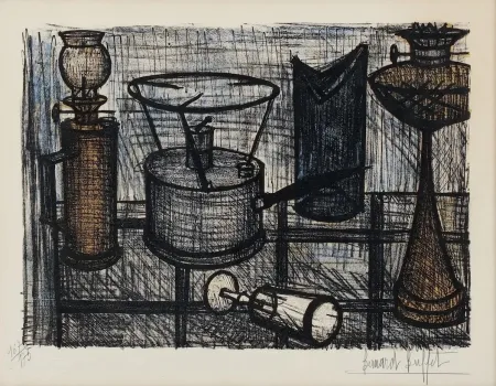 Lithografie Buffet - Naturaleza muerta ( lampara de petróleo)