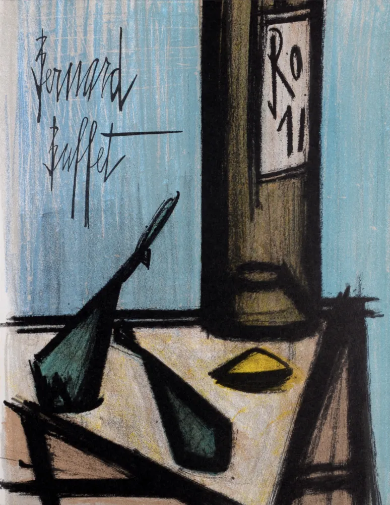 Lithografie Buffet - Nature morte à la bouteille, 1967